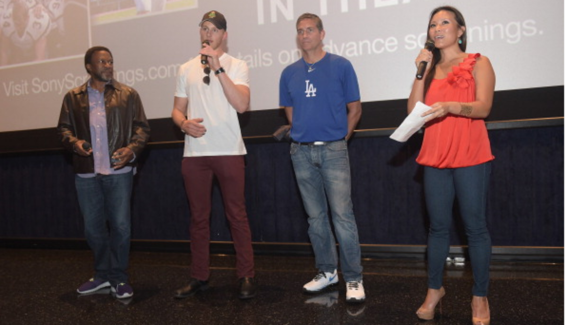 Director Thomas Carter, actor Alexander Ludwig, actor Jim Caviezel and journalist Angela Sun attend the LA Youth Sports Outreach Screening Of 