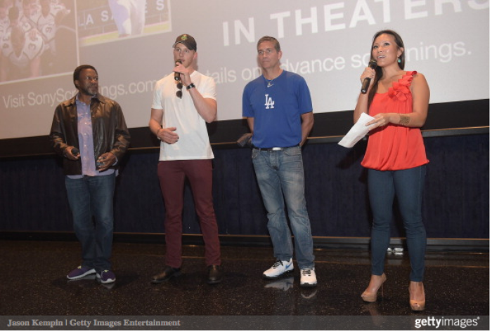 Director Thomas Carter, actor Alexander Ludwig, actor Jim Caviezel and journalist Angela Sun attend the LA Youth Sports Outreach Screening Of 